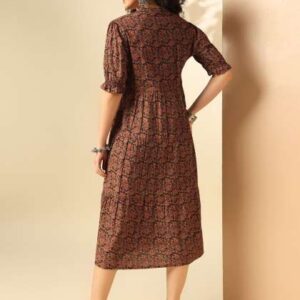 Anouk Women Ethnic Motifs Print Puff Sleeve Midi D