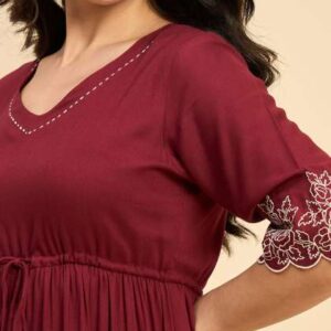 Azira Round Neck Tiered Empire Midi Dress