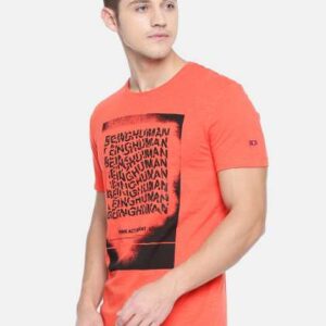 Being Human Clothing Men Orange Printed Tshirt