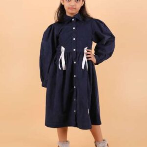 CALYX CLOTHING Girls Shirt Collar Puff Sleeve TieU