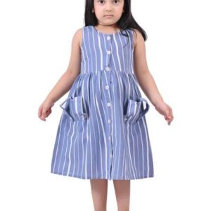 Cloth Bites Girls Striped Fit  Flare Midi Dress