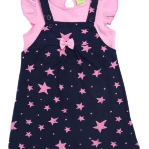 Clothe Funn Girls Stars Printed Cotton Pinafore Dr