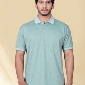 Divra Clothing Men Printed Polo Collar Jaqquard Ts