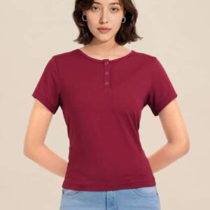 DressBerry Solid Henley Neck TShirt