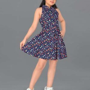 FASHION DREAM Girls Floral Printed Satin Fit  Flar