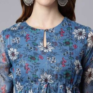 Janasya Floral Printed Flared Dress