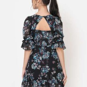 June 9 Clothing Women Floral Print Fit  Flare Midi