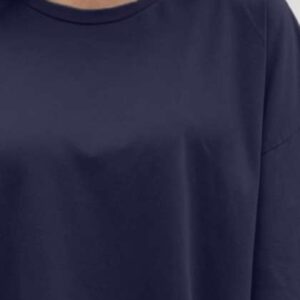 Leotude Women Solid Round Neck Oversized Tshirt