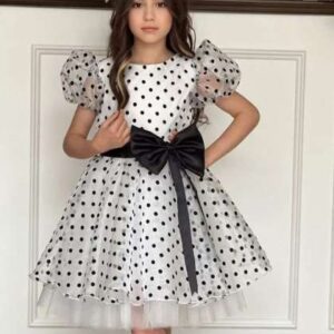 Miss  Chief Girls Polka Dot Print Net Fit and Flar