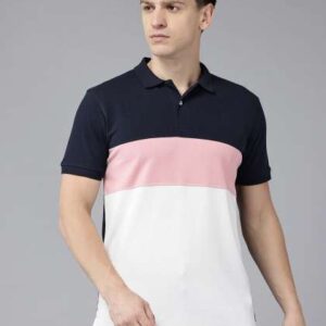 PERFKTU Men Colourblocked Polo Collar Tshirt