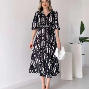 PIMU Print Fit  Flare Midi Dress