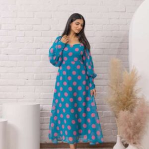 Polago Clothing Polka Dot Printed Georgette Midi D