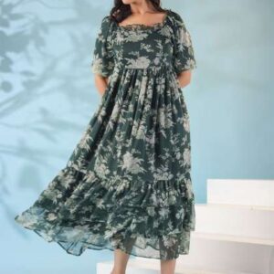 Polago Clothing Women Floral Printed Puff Sleeve A
