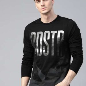 Roadster Men Black  OffWhite Printed Round Neck Ts