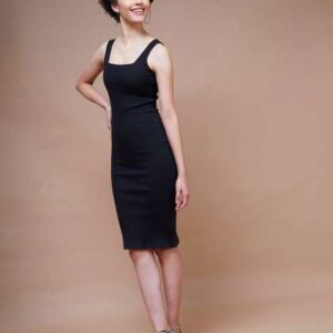 SASSAFRAS BASICS Rib Square Neck Bodycon Dress