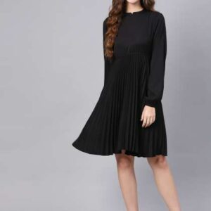 SASSAFRAS Black Accordion Pleats Empire Dress