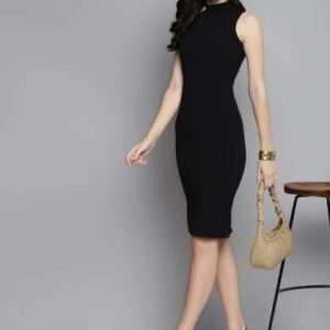 SASSAFRAS Black  High Neck Sleeveless Bodycon