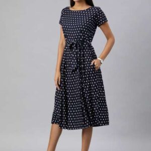 Swishchick Polka Dot Print Fit  Flare Midi Dress