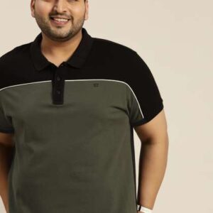 Sztori Men Plus Size Olive Green  Black Colourbloc