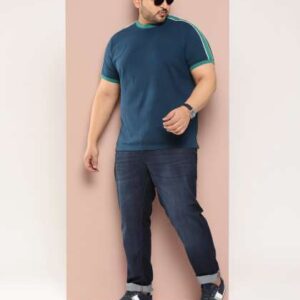 Sztori Men Plus Size Striped Pure Cotton Tshirt
