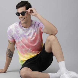 THE BEAR HOUSE Men Pink  Yellow Tie and Dye Pure C