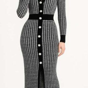 TRENBEE Checked Shirt Midi Dress