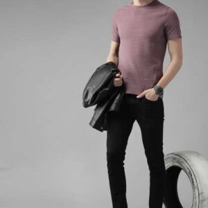 The Roadster Lifestyle Co Men Mauve  Waffle Textur