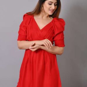 VYMO Floral Puff Sleeve Fit  Flare Dress