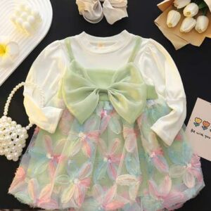 YK Girls Pack of 2 Floral Self Design  Pinafore Dr